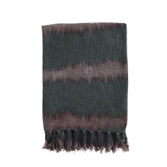 THROW WITH FRINGES ANTHRACITE PLUM 175 - BLANKETS